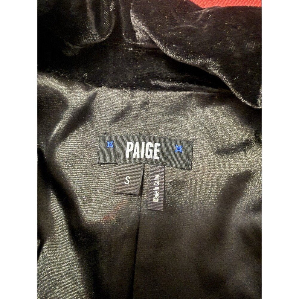 PAIGE Karissa Black Velvet Double Breasted Blazer Zip Pockets Size S - Picture 8 of 10